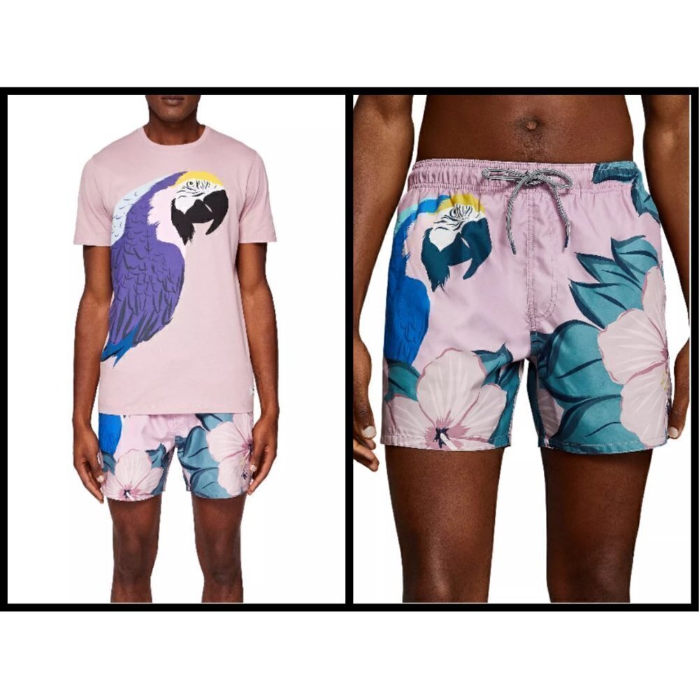 💕TED BAKER💕 Airo Parrot Print Swim Short XL NWT